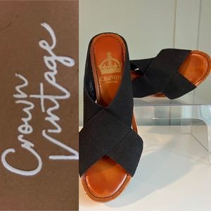 Crown Vintage Black Crisscross Platform Shoes